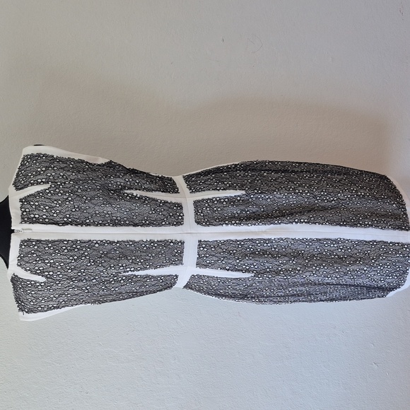 Bcbg Maxazria Rumor Dress White Black Lace Blocked Sheath Dress Size 8 - Picture 11 of 17